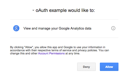 Google oAuth Analytics API authorisation
